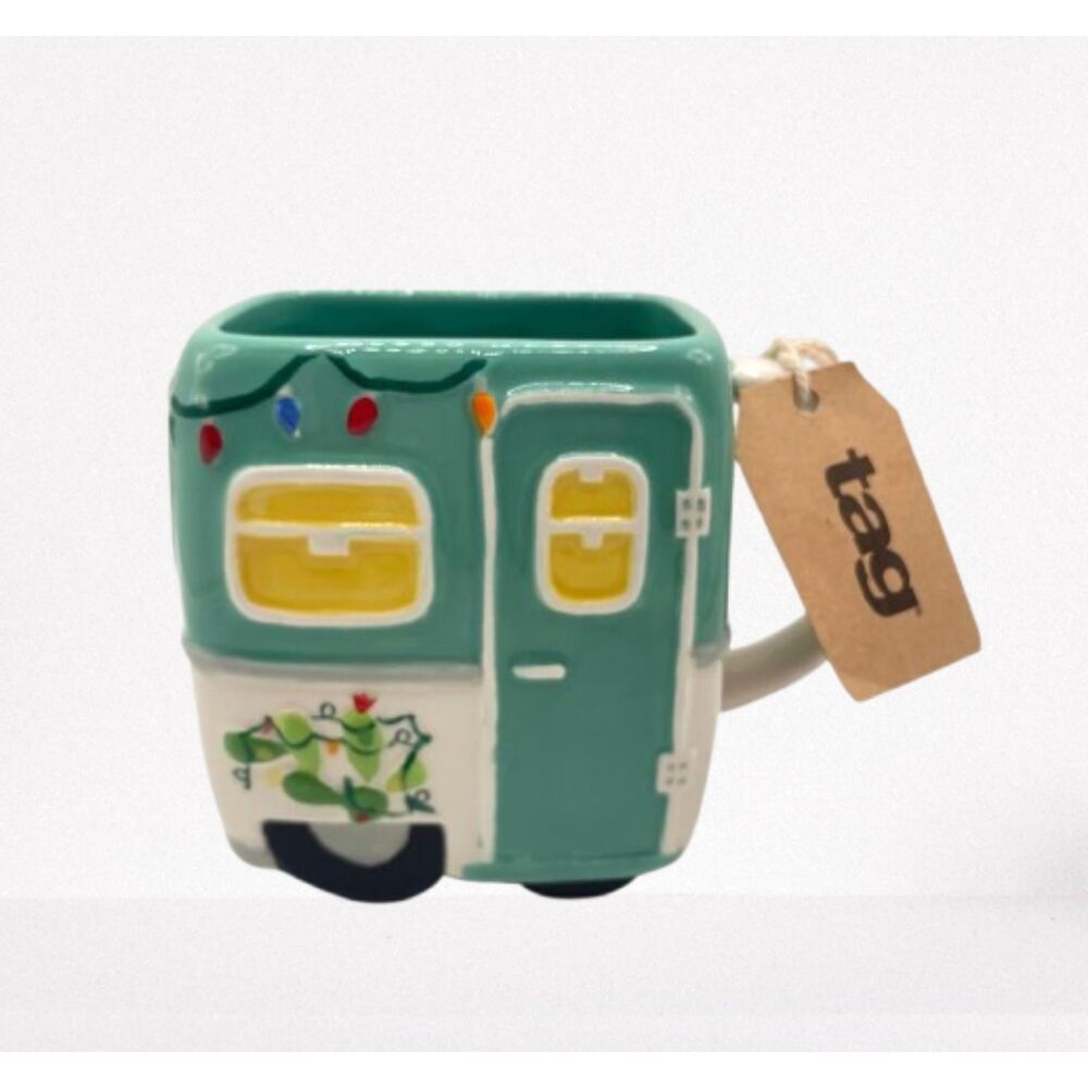Tag Ceramic RV Christmas Retro Trailer Camper Mug